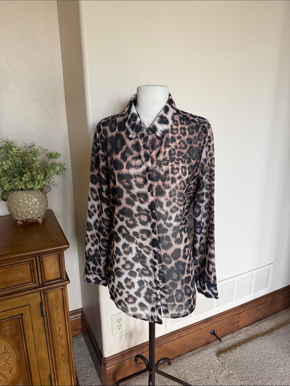 David Cline Leopard Print Blouse - Black & Brown